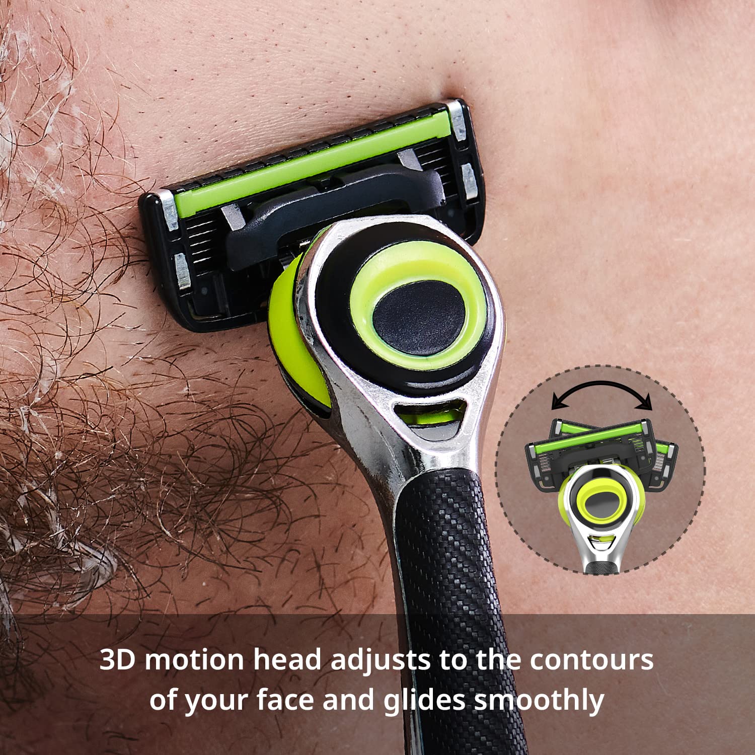 Flexible head of Dorco Pace 6 Pro 3D Motion following facial contours