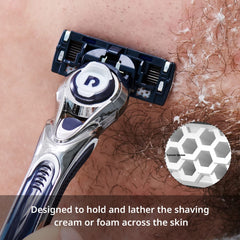 Dorco Pace 7 open-blade design with easy rinsing for blade hygiene