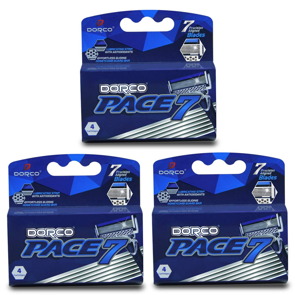 Dorco Pace 7 close-up of seven blades delivering a smooth, controlled shave