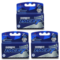 Dorco Pace 7 close-up of seven blades delivering a smooth, controlled shave