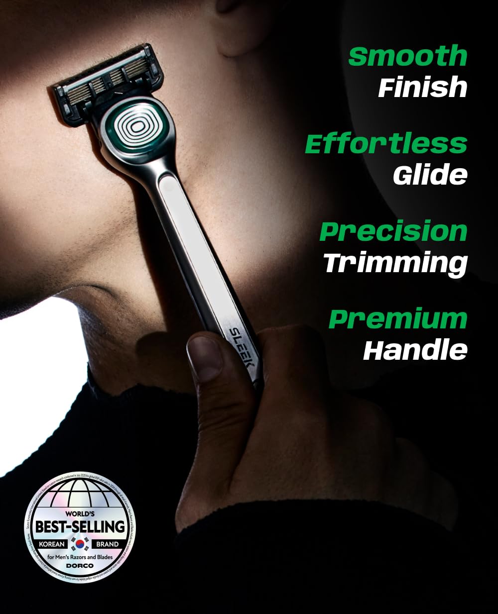 DORCO SLEEK 6-blade cartridge delivering precise, smooth gliding for daily use.