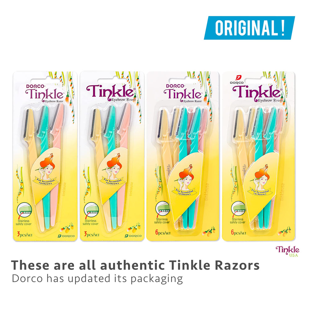 DORCO Tinkle ergonomic U-design for comfortable grip during dermaplaning.