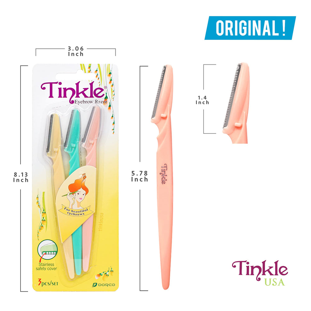 DORCO Tinkle tool close-up showing blade safety cover for skin protection.