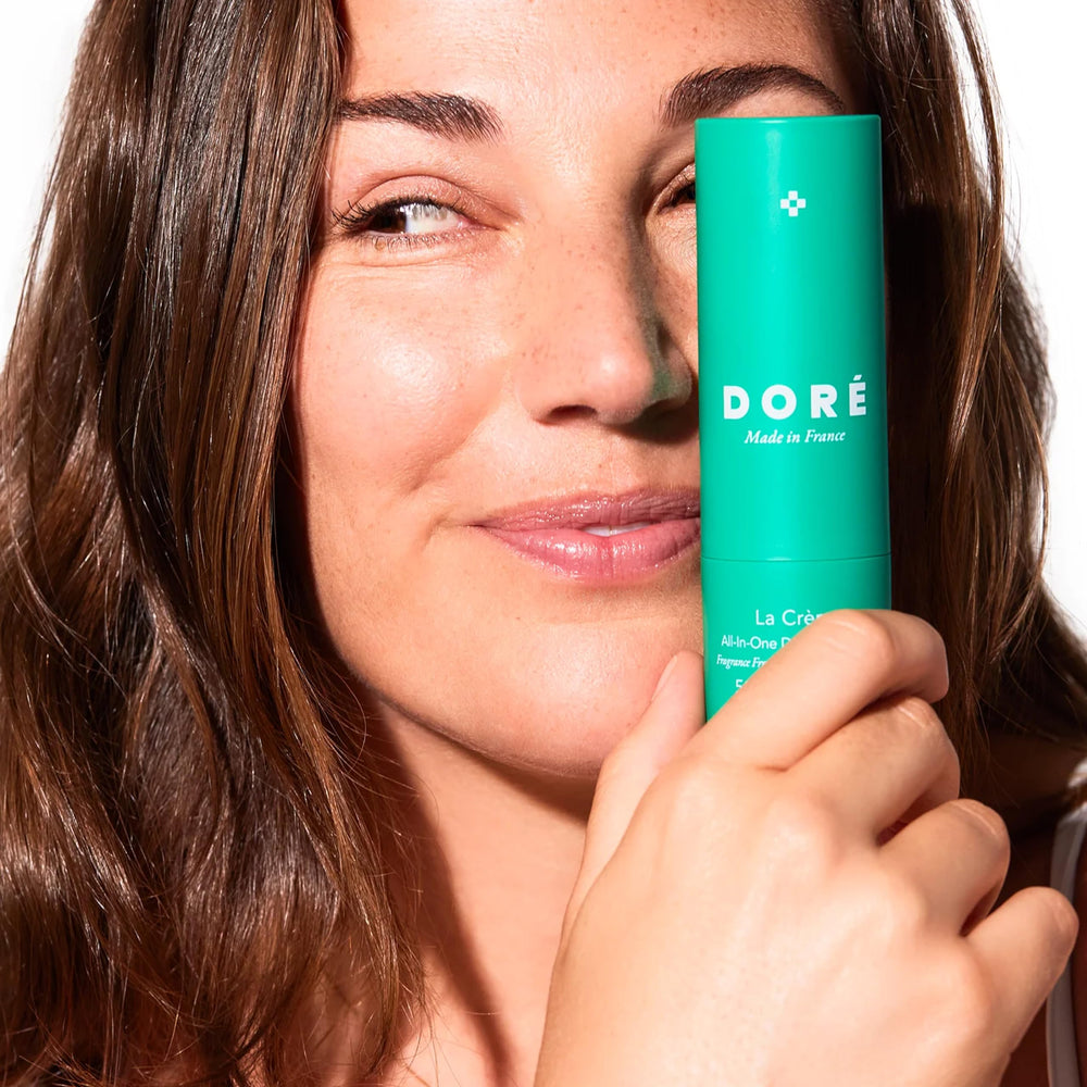 Doré La Crème French-made packaging conveys clean beauty appeal.