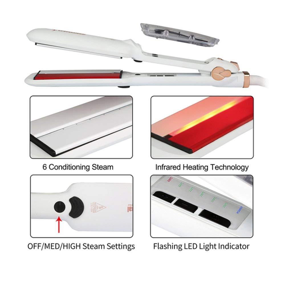 DORISILK steam control panel shows adjustable steam levels for customized styling.