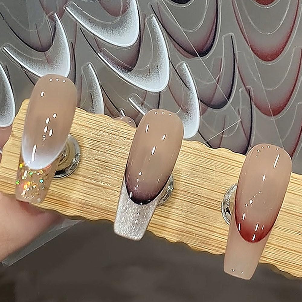 Dornail curve stripe lines nail art stickers add dynamic nail detail.