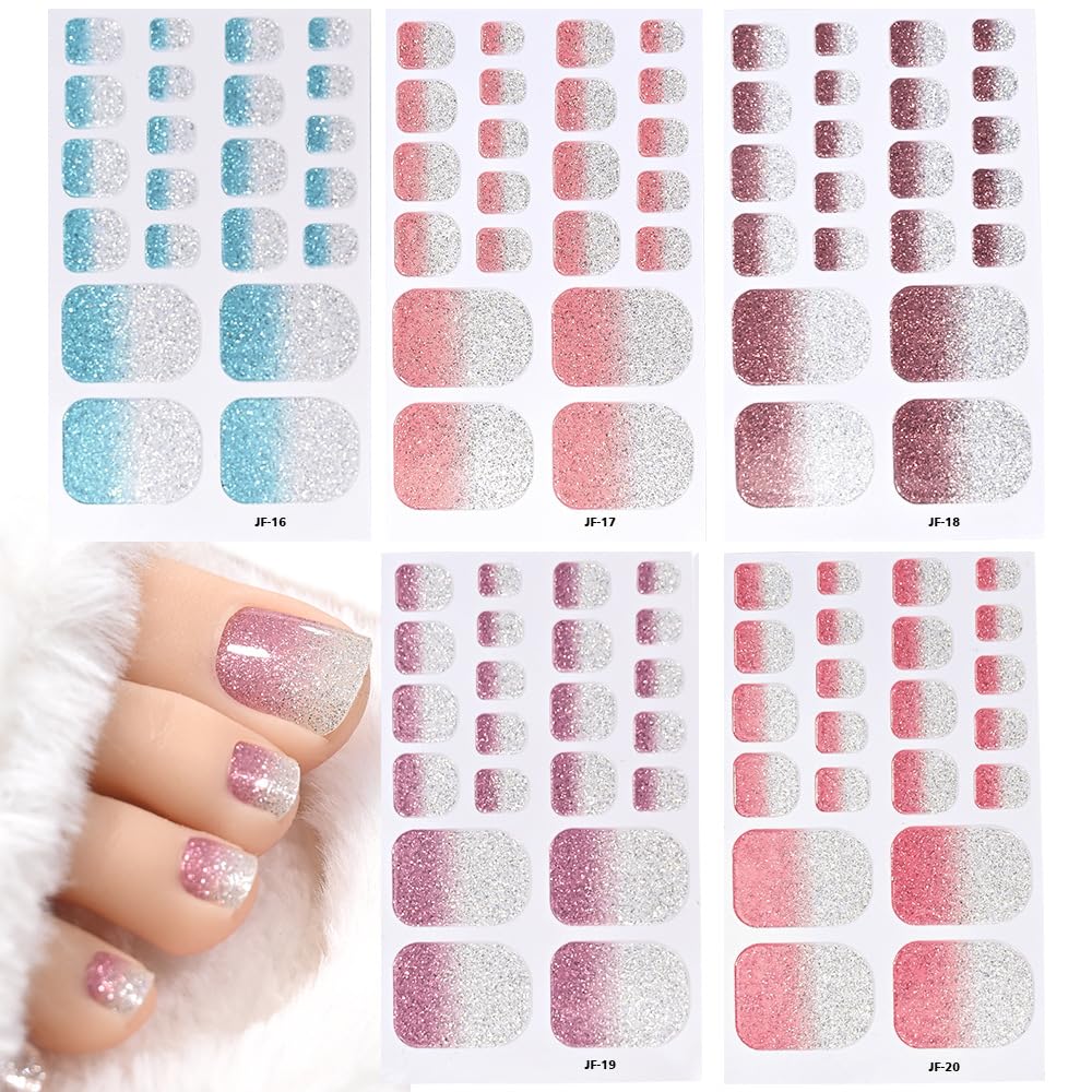 Dornail glitter gradient toe nail wraps shine for vibrant nail flair.