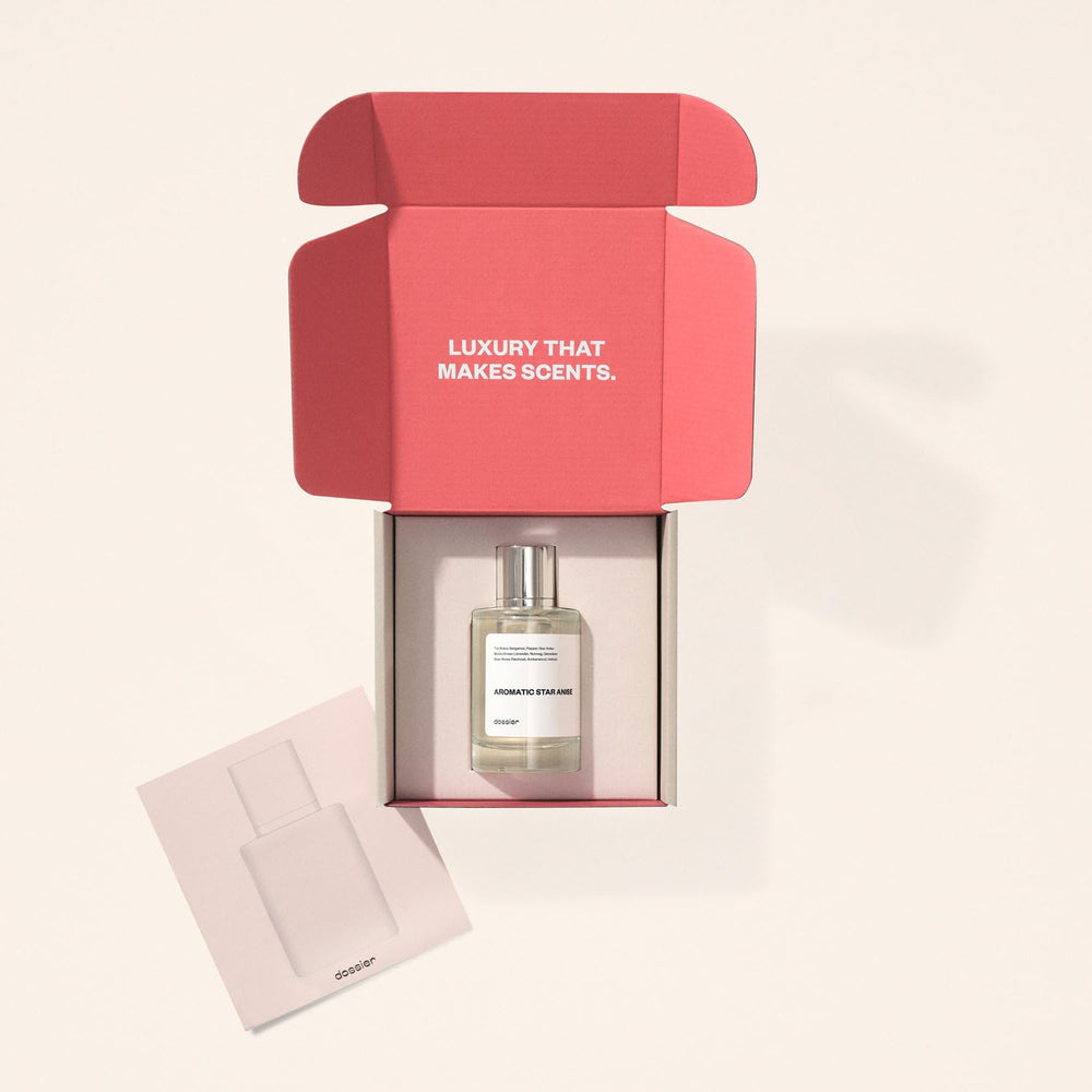 Dossier Aromatic Star Anise cap detail emphasizes premium design and luxury feel.