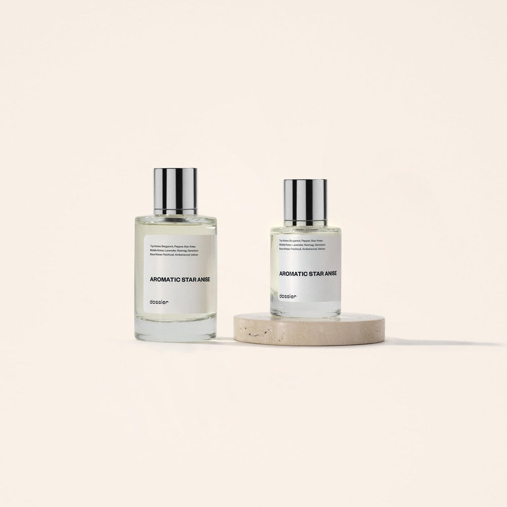 Dossier Aromatic Star Anise emblem conveys refined masculine scent.
