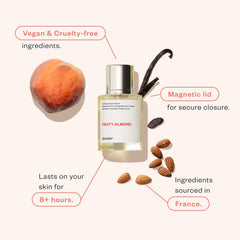 Dossier Fruity Almond packaging emphasizing accessible luxury