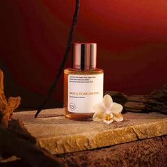 Cap and label close-up on Dossier Original Oud & Rose on Fire showing premium detailing