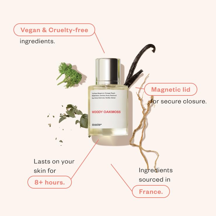Dossier Woody Oakmoss spray bottle for a lasting, refined scent