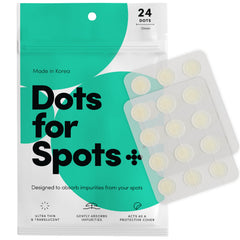 Dots for Spots patch on skin blends invisibly for discreet blemish protection.