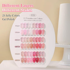 Double Rhythm 15ml gel polish bottles in a cohesive color family.