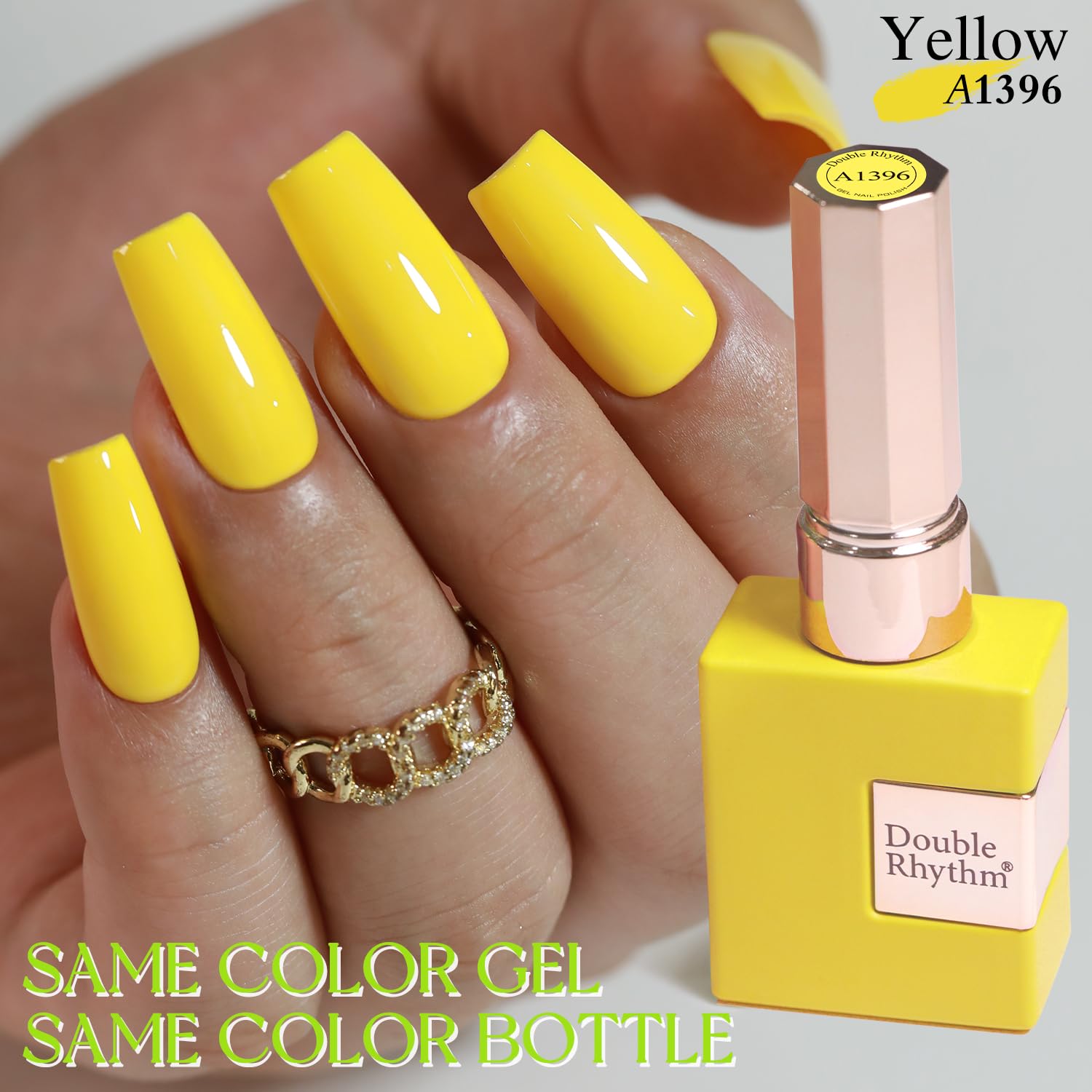 Double Rhythm 15ml gel polish close-up showing the yellow sheer color