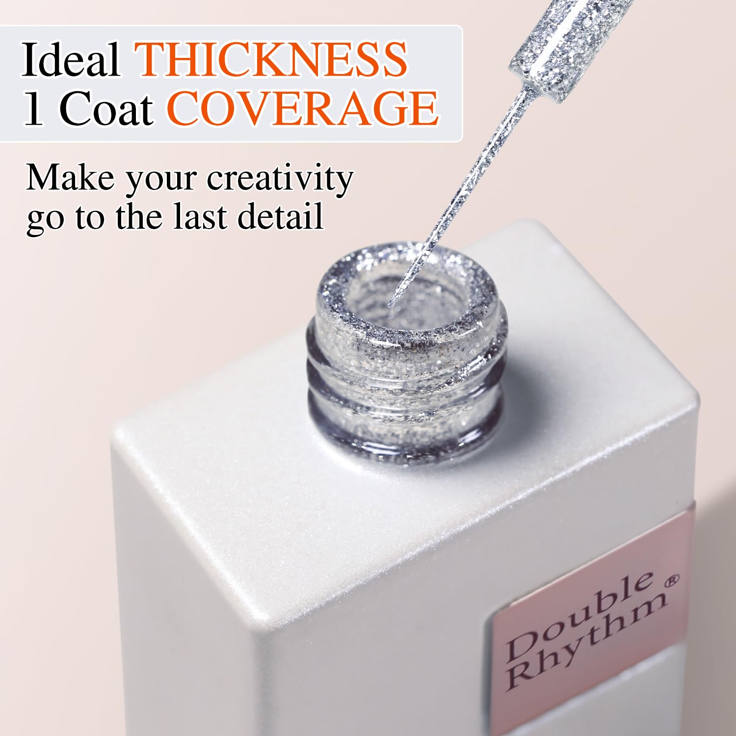 Double Rhythm 3d-effect gel polish on nails creates dimensional shine.