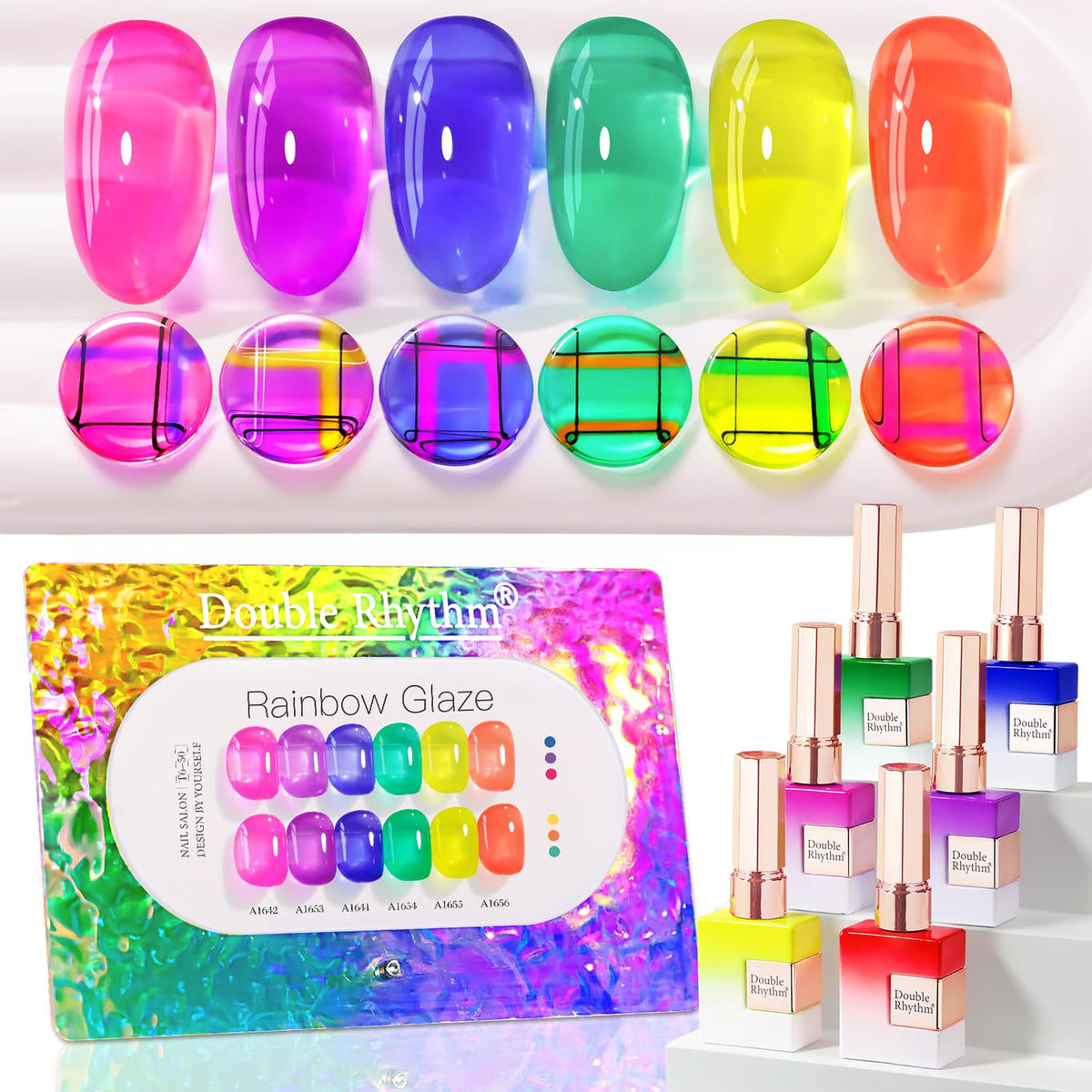 Double Rhythm 6Pcs Gel Polish bottle showing vibrant color for long-lasting nails.