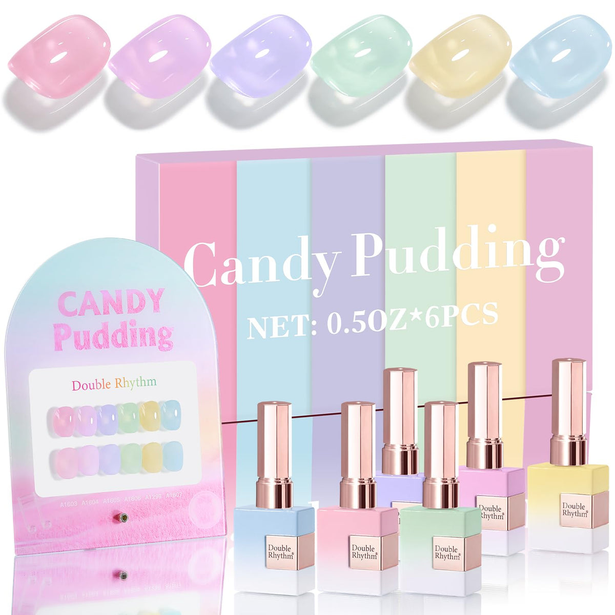 Double Rhythm 6-piece gel polish set with six bottles of the same color for cohesive nails.