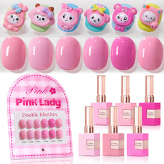 Double Rhythm 6pcs gel polish set displayed for a cohesive manicure color.