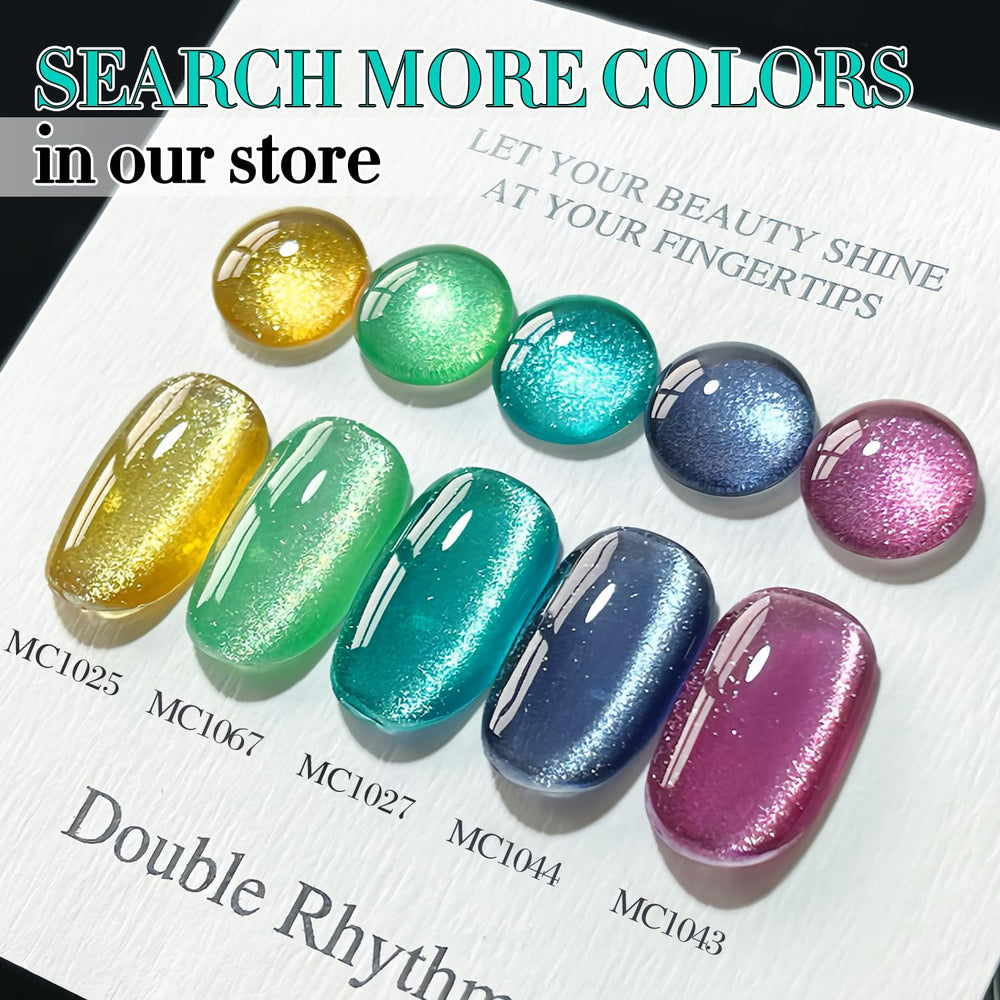 Double Rhythm at-home nail art setup with brushes and color.