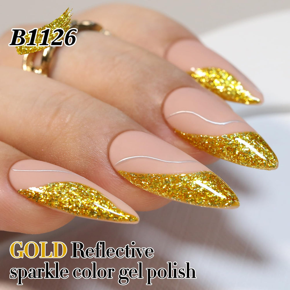 Double Rhythm B1126 holographic finish swatch reflects light with depth.