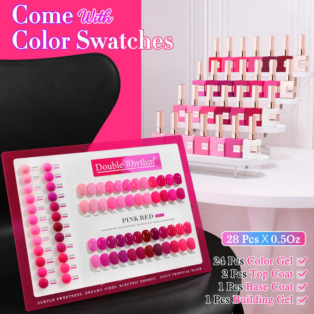 Double Rhythm base and top coat kit provides essential layers for lasting shine.
