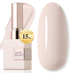 Double Rhythm beige-pink sheer gel polish swatch for natural everyday nails.