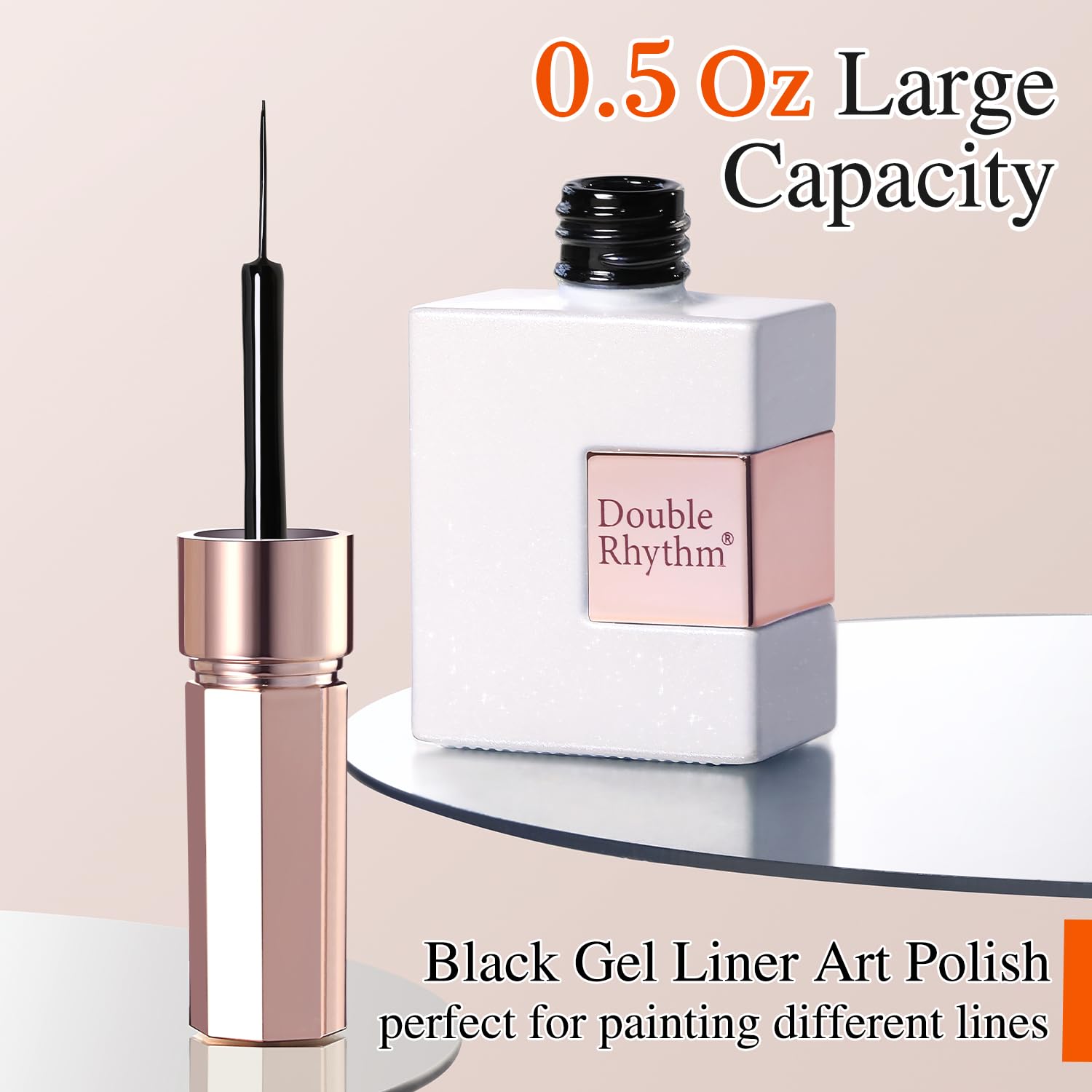 Double Rhythm black liner art gel showcases bold nail accents