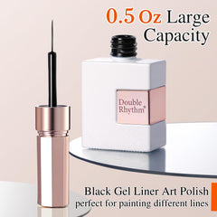 Double Rhythm black liner art gel showcases bold nail accents