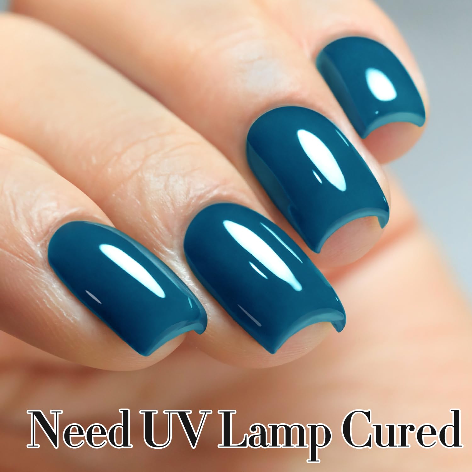 Double Rhythm blue A1458 gel polish applied on nail for smooth finish