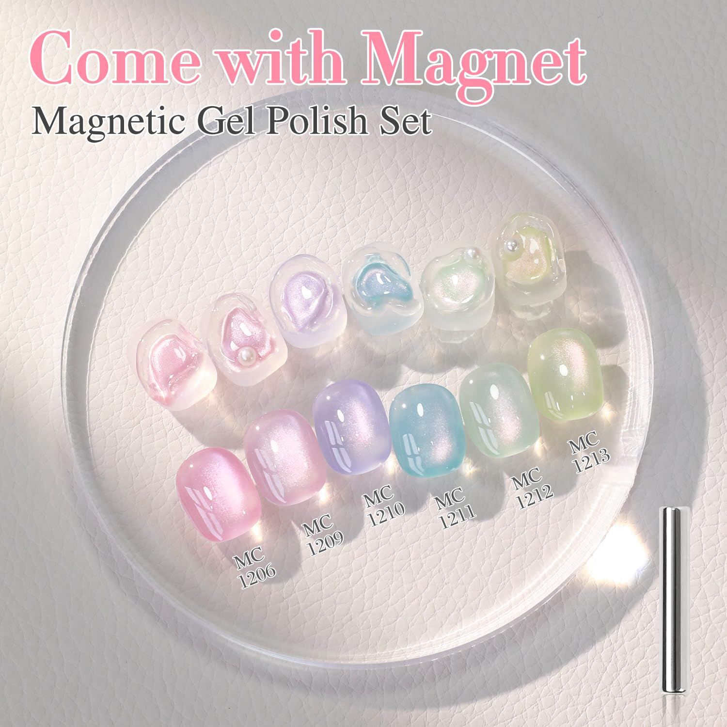 Double Rhythm 6-color gel bottle with color swatch for easy shade matching.
