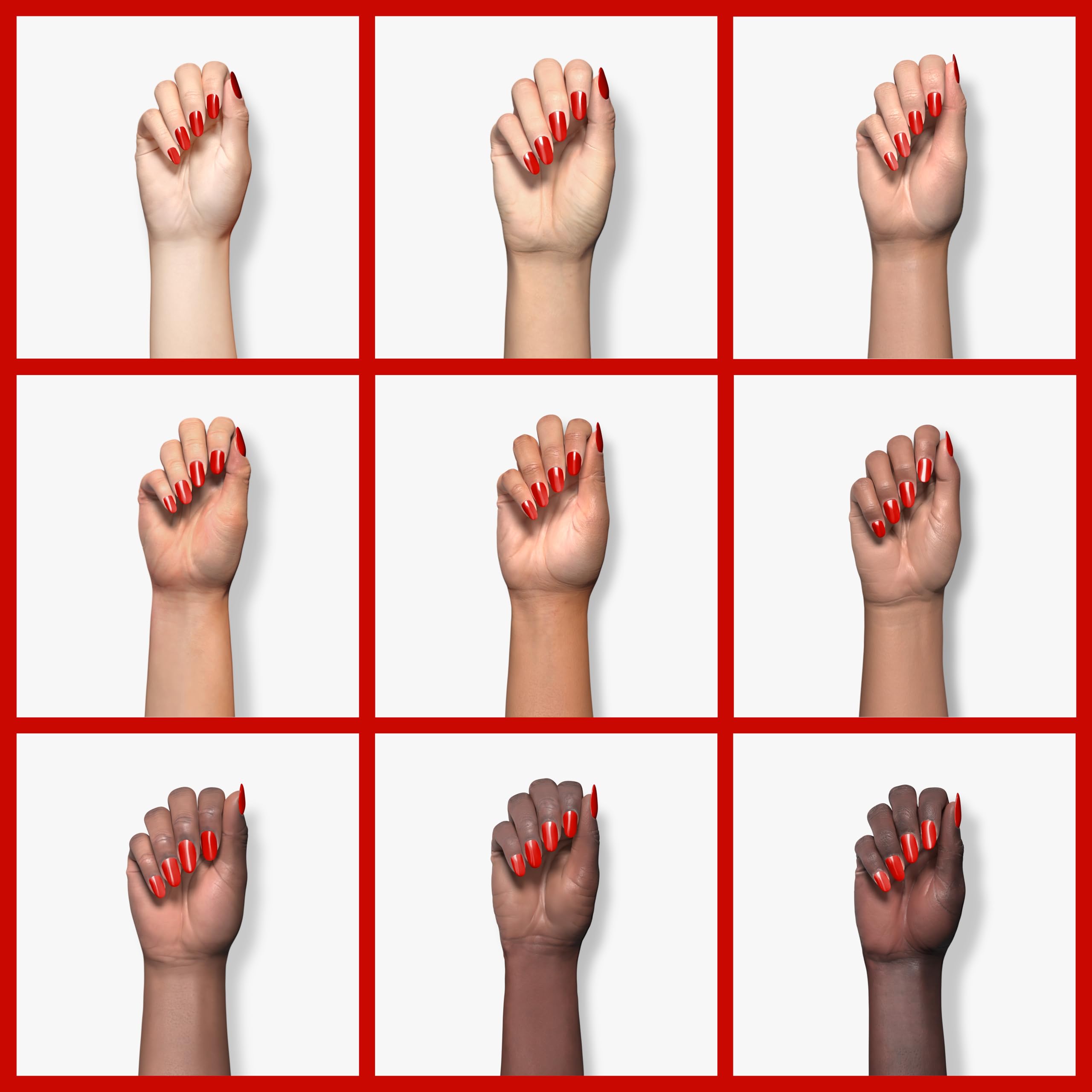 Double Rhythm bright red gel on nail displaying high-gloss shine.
