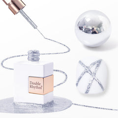 Double Rhythm bronze-mirror gel polish adds a dazzling metallic glow for statement nails.