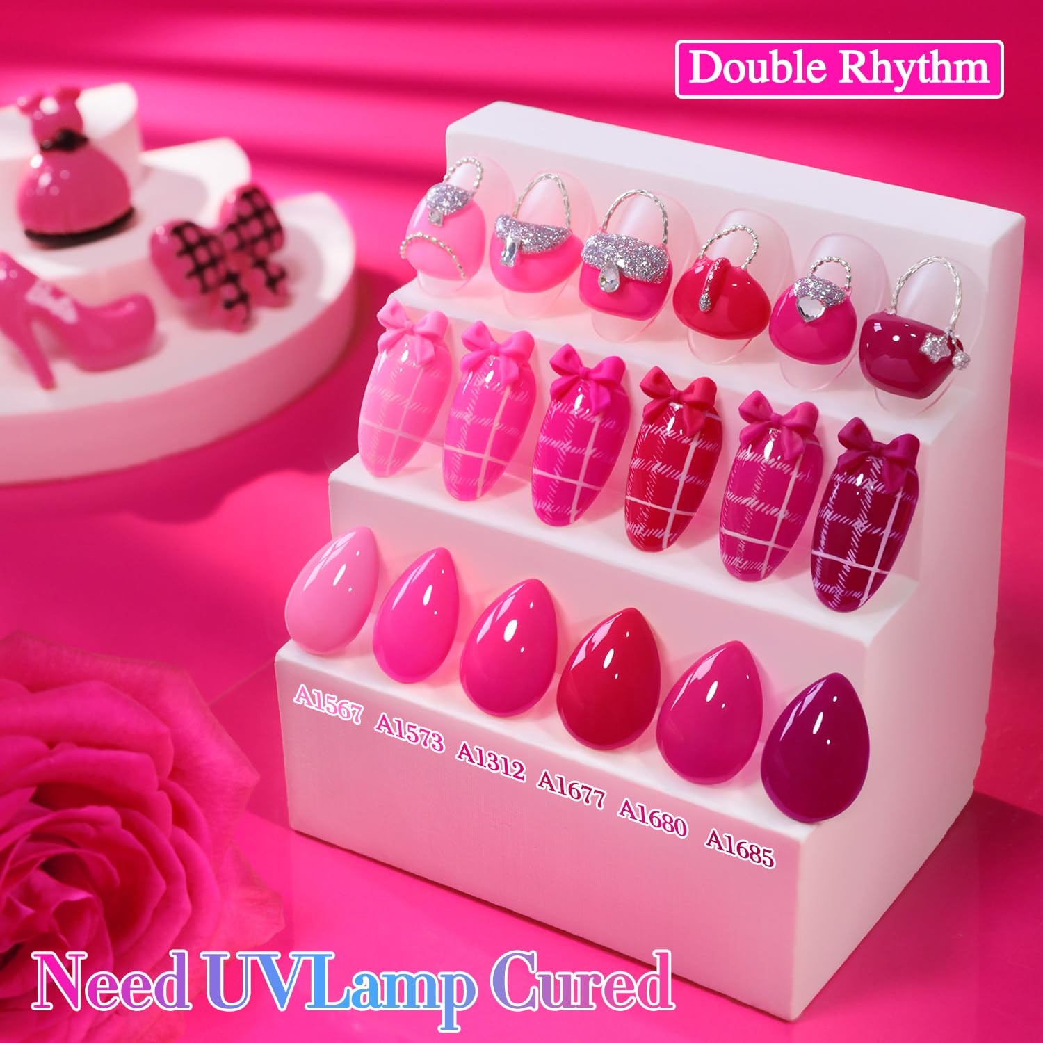 Double Rhythm building gel helps create smooth nail extensions and structure.