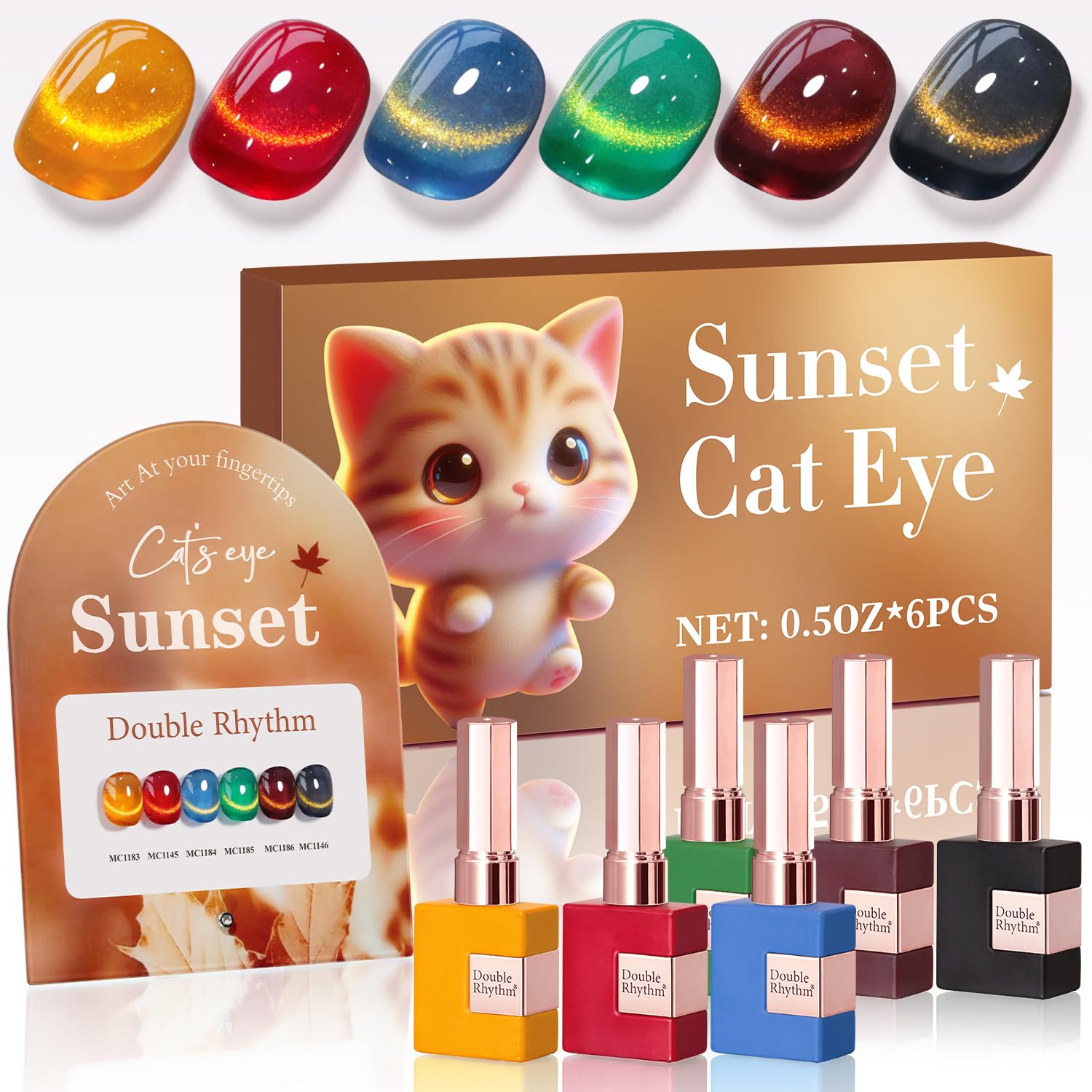 Double Rhythm Cat Eye bottle front showing shimmering finish for at-home nails