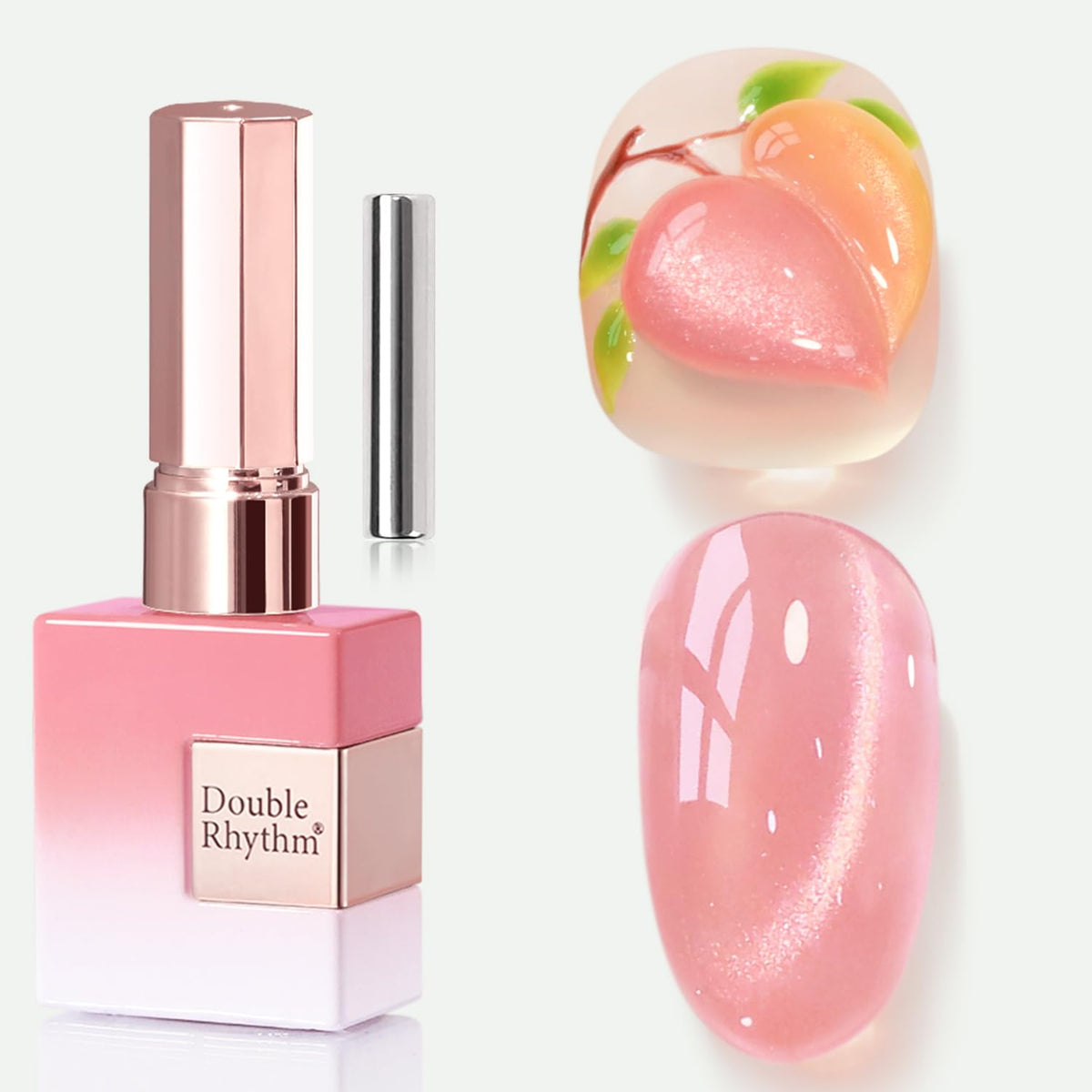 Double Rhythm cat-eye bottle with magnet shows dramatic magnetic shift for chic nails.