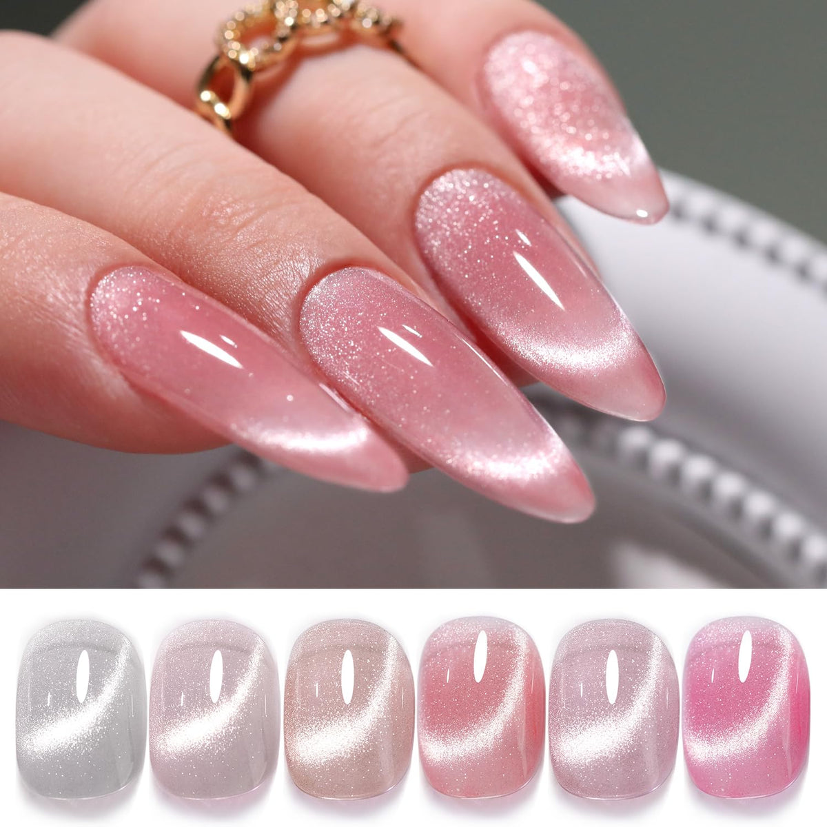 Double Rhythm cat eye gel polish set with six colors for chic nails