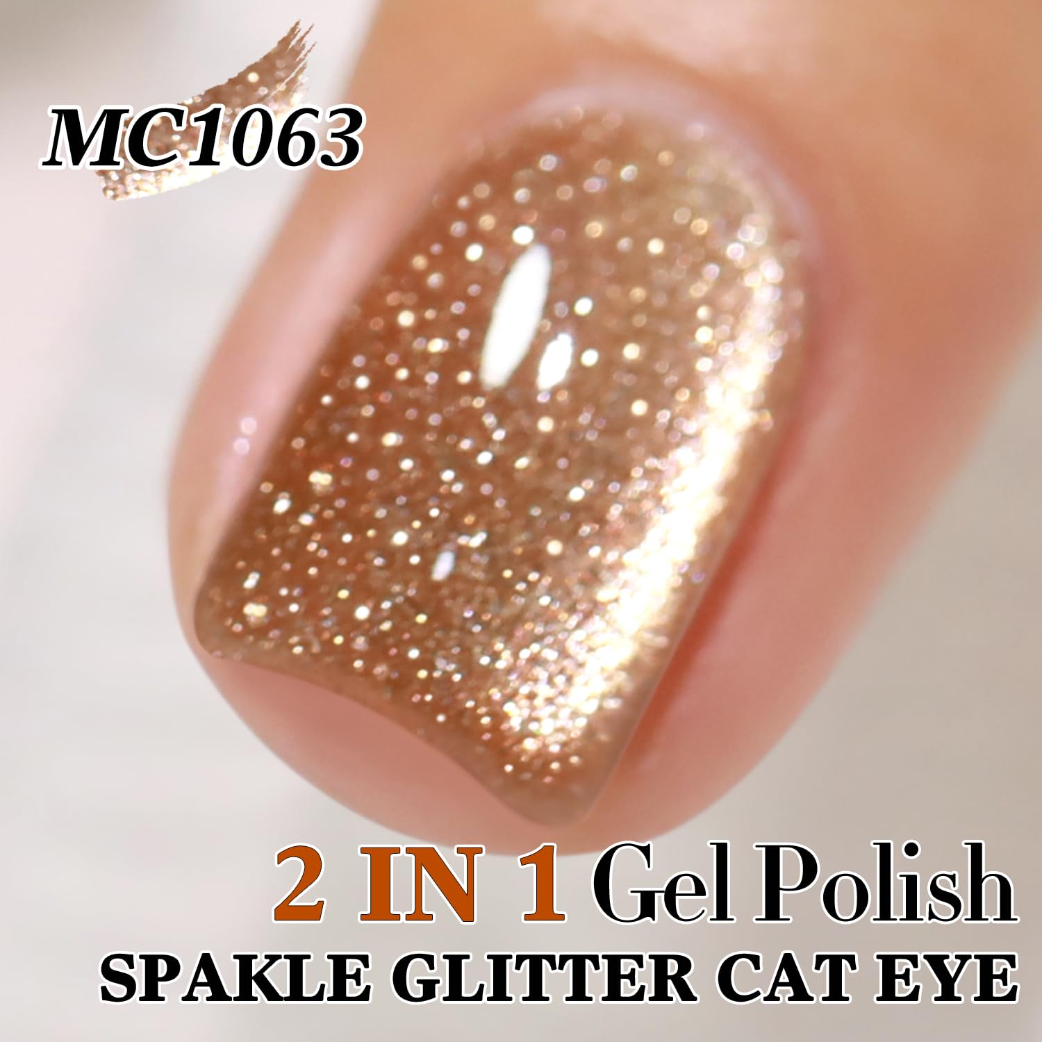 Close-up of magnet effect on Double Rhythm cat eye gel for shifting holographic shimmer.