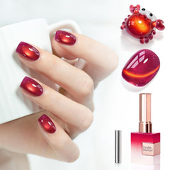 Double Rhythm cat eye gel polish Burgundy glitter for salon-quality shimmer at home.