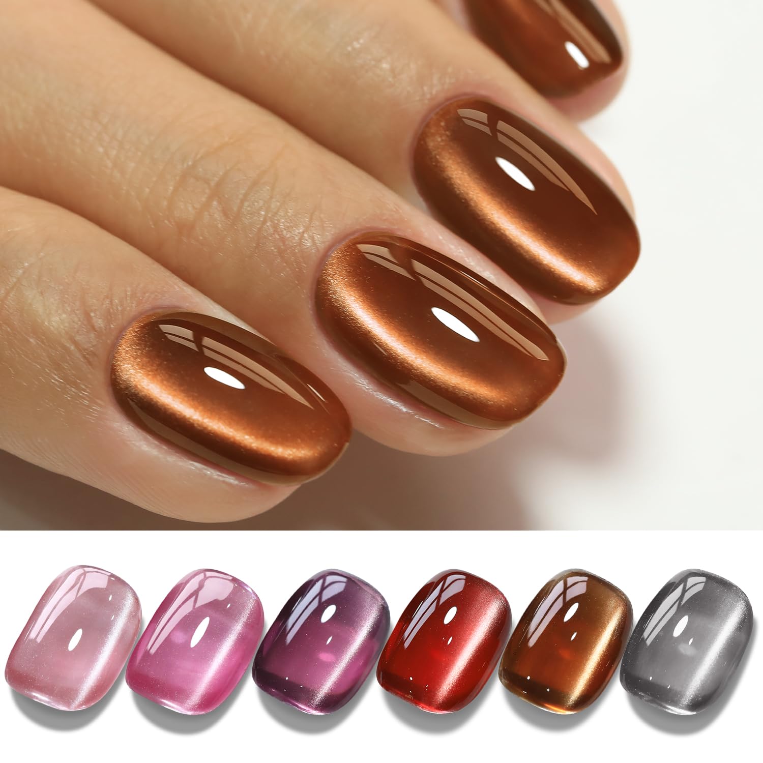Double Rhythm cat-eye gel polish set with six colors for versatile nail art
