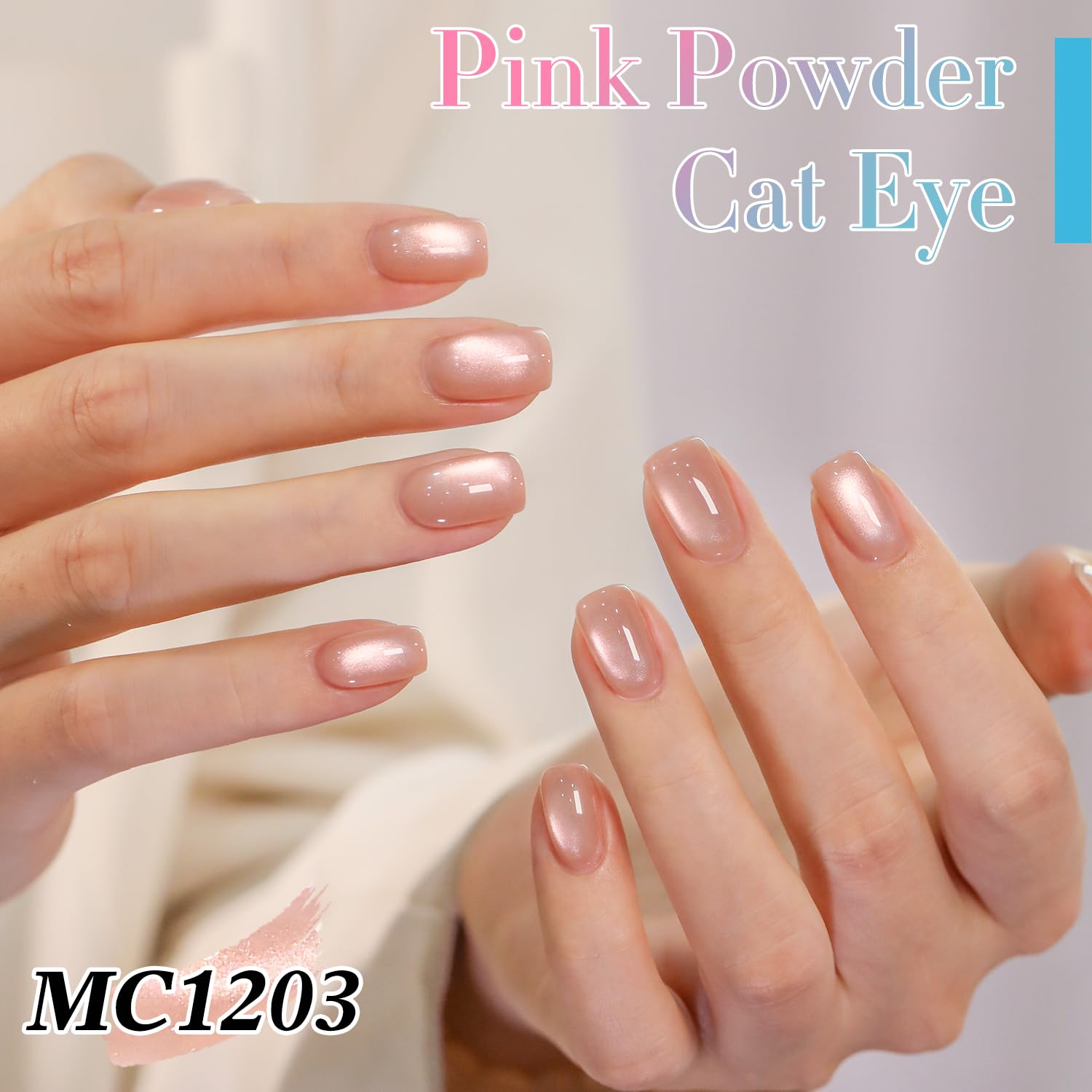 Double Rhythm magnet gel polish displays holographic glitter under light