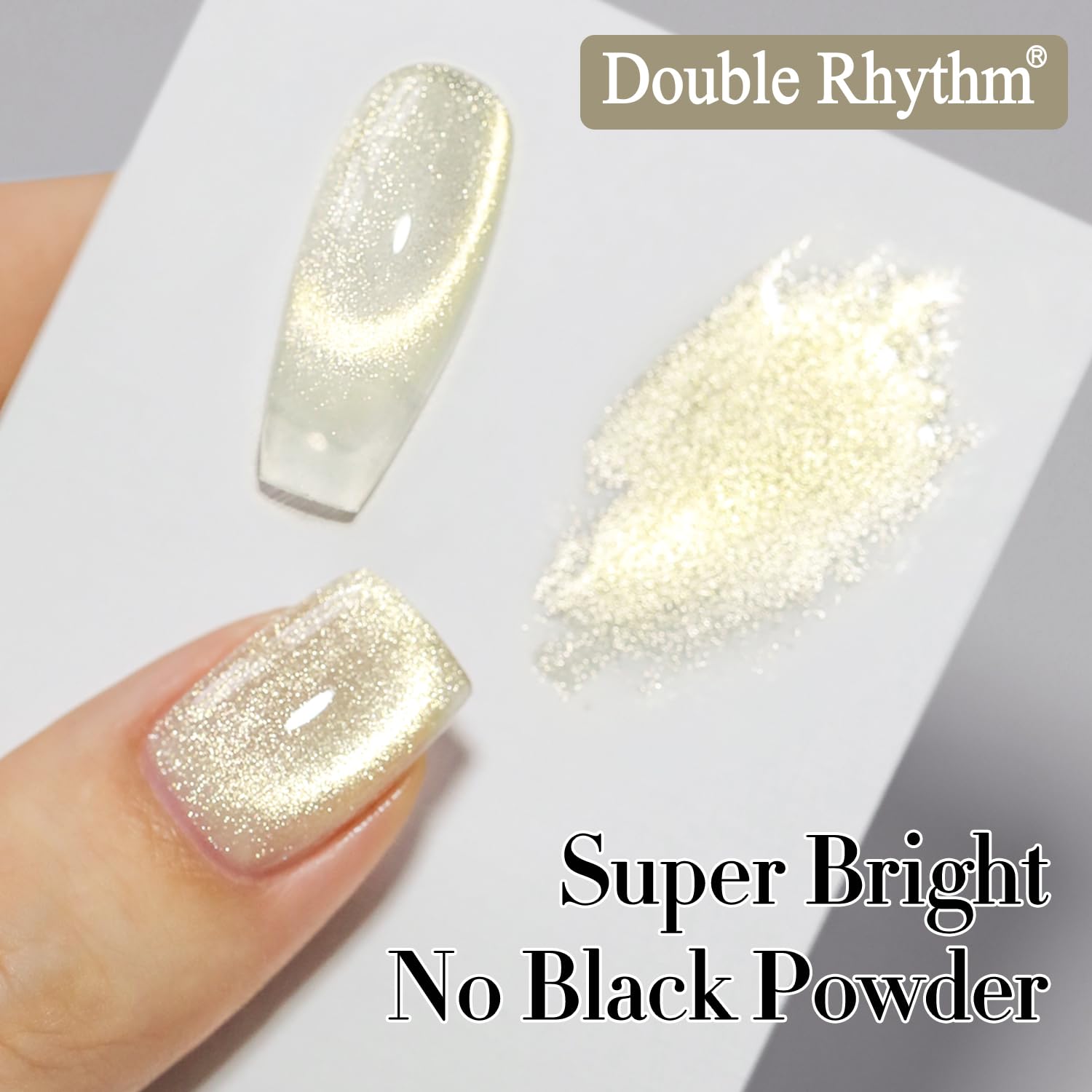 Double Rhythm gel polish holographic glitter finish adds depth and sparkle.