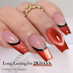 Double Rhythm cat eye gel polish with holographic glitter for dazzling sparkle.