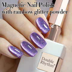 Double Rhythm magnet highlight gel polish demonstrating shifting color on nails