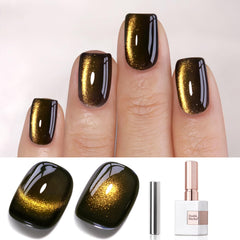 Double Rhythm cat eye gel polish magnet close-up showing magnetic shimmer for chic nails.
