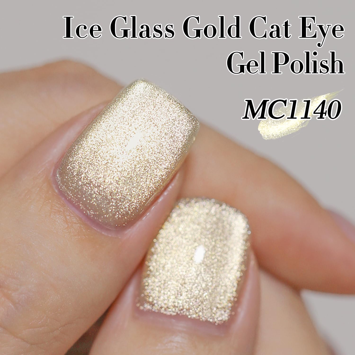 Double Rhythm magnet effect creating cat-eye lines on nails.