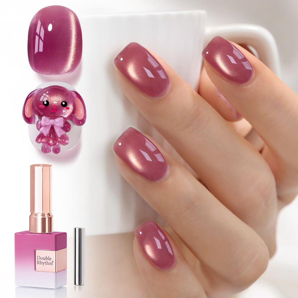 Double Rhythm cat-eye gel polish magnet peach swirls for magnetic nail art at home