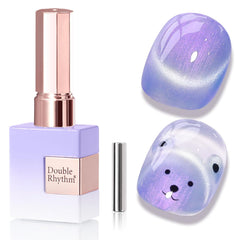 Double Rhythm Mermaid Blue cat-eye gel polish bottle with magnetic shimmer for chic nails.