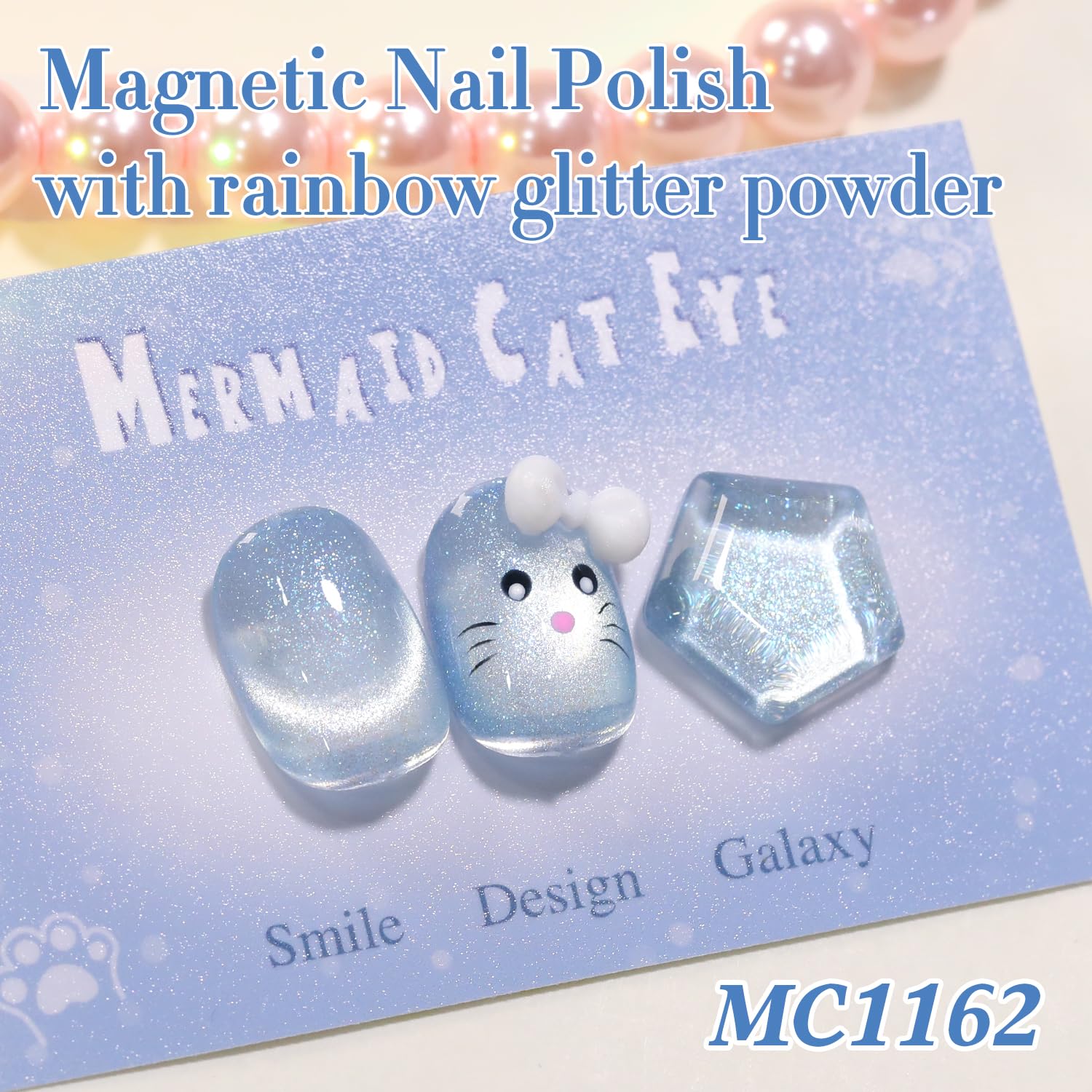 Double Rhythm Mermaid Blue magnet gel polish creates magnetic color-shift effects at home