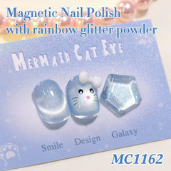 Double Rhythm Mermaid Blue magnet gel polish creates magnetic color-shift effects at home